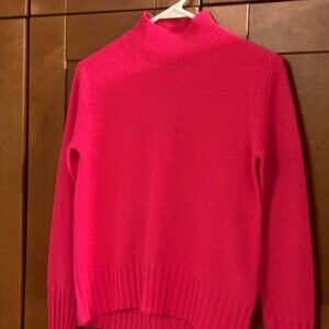 J Crew Cashmere Sz XXS Mock-neck Sweater Neon Pink Raspberry $138 NWT
